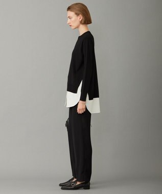 ICB L 【洗える】クロスコンビ シャツドッキングプルオーバー ブラック系