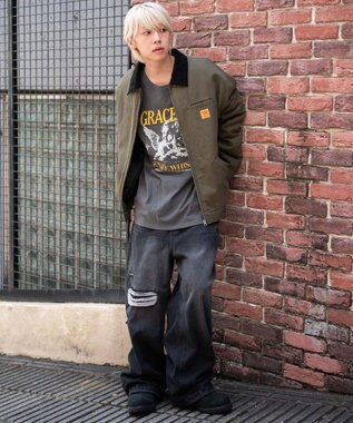 WEGO 【ユニセックス着用ITEM/MLサイズ展開】ワーカーズキルティングZIPジャケット カーキ