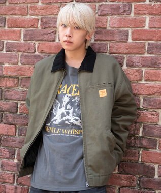 WEGO 【ユニセックス着用ITEM/MLサイズ展開】ワーカーズキルティングZIPジャケット カーキ