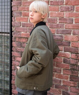 WEGO 【ユニセックス着用ITEM/MLサイズ展開】ワーカーズキルティングZIPジャケット カーキ