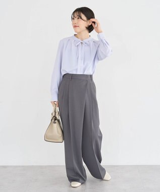 Green Parks リボンブラウス Gray