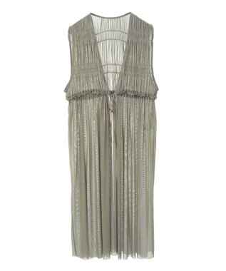 Green Parks メッシュシャーリングレイヤーワンピース Khaki