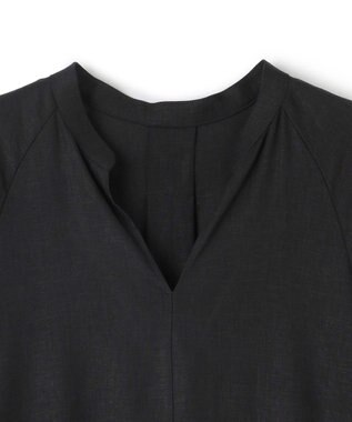 UNFILO 【洗える】リネンレーヨン カフタンワンピース ブラック