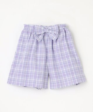 ANY KIDS チェック柄 ショート パンツ ラベンダー系チェック