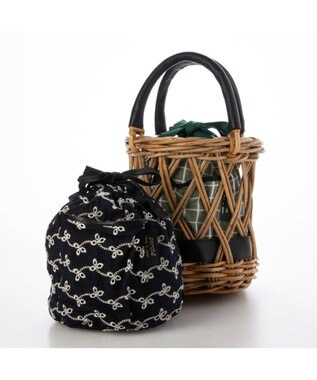 UNBILLION ペルケ perche / 透かし網姫路レザー2WAYかごバッグ ブラック