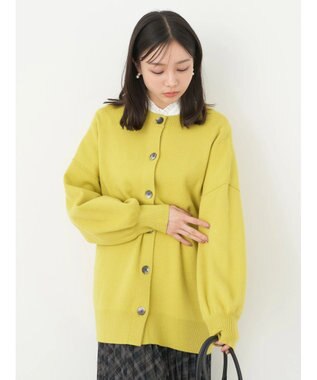 earth music&ecology やわらかタッチミドル丈カーディガン Lime Green