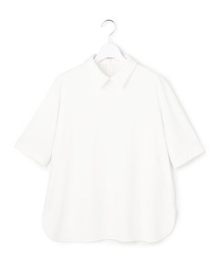 ICB 【先行予約・WEB限定カラーあり】マラボーテライトジョーゼット 半袖ボウタイ付きシャツカラートップス オフホワイト×レース襟［WEB限定］