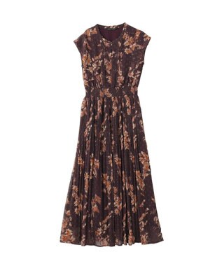 YECCA VECCA ぼかし柄プリーツワンピース Brown