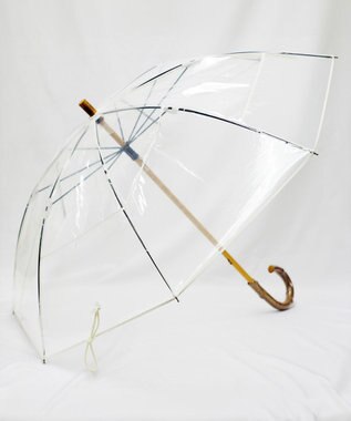 +RING 【プラスリング】【数量限定】 UNISEX 雨傘（長）55cm WHT パッチワークパイピングビニール傘 白～オフホワイト