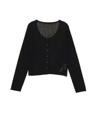 earth music&ecology シアーリブカーディガン Black