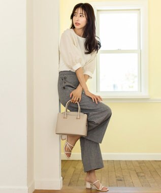 ANY SIS パフスリーブ異素材コンビ プルオーバー アイボリー