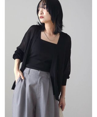 Green Parks 接触冷感　推しニット　ゆったりカーディガン Black