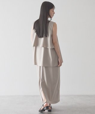 AMERICAN HOLIC 【2点セット・マルチ機能】フリルジレ＋Iラインワンピース Light Beige