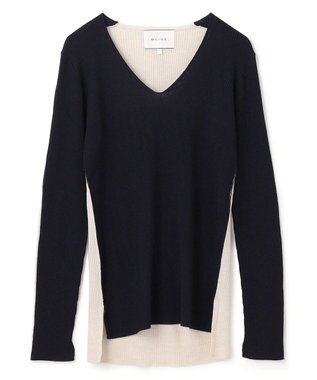 BEIGE， LA MONNAIE / Vネックニット Navy×Bone