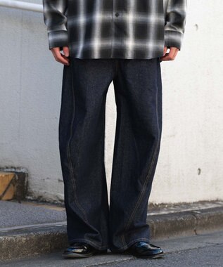 WEGO 【ユニセックス着用ITEM/SMLサイズ展開】カバーフィットバルーンデニムパンツ デニムインディゴ