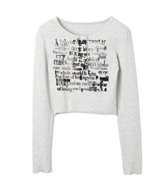 WEGO ヘンリーネックグラフィックピチトップス ホワイトアイボリー