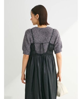 Green Parks レザー風キャミワンピース Black