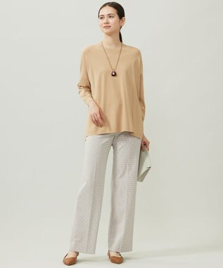 自由区 L TRギャバチェック柄ストレート パンツ オフチェック