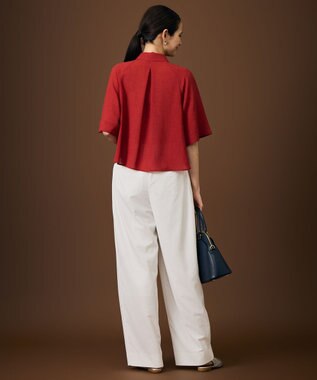 自由区 L 【涼感シアー】スラブボイルタック ブラウス レッド
