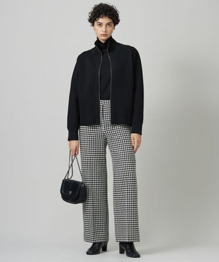 ICB L ハウンドトゥースツイード ワイドストレートパンツ オフホワイト×ブラック系