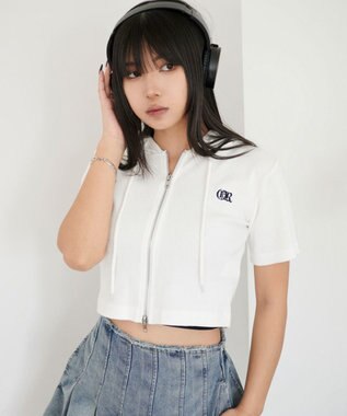 WEGO リブハンソデジップパーカー ホワイト