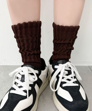 WEGO サポート付きボリューム無地リブソックス ブラウン