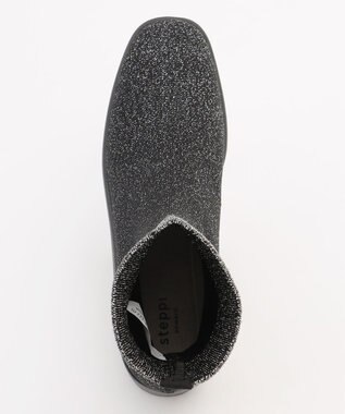 steppi 【防水/洗える】プラットフォーム ストレッチブーツ ブラック×シルバーラメ