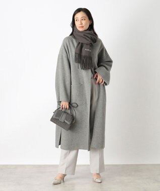 MOONBAT 【WEB限定】FURLA ウール100％ 大判プレーンストールマフラー/幅60cm チャコールグレー
