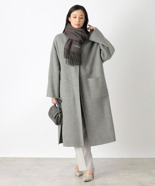 MOONBAT 【WEB限定】FURLA ウール100％ 大判プレーンストールマフラー/幅60cm チャコールグレー