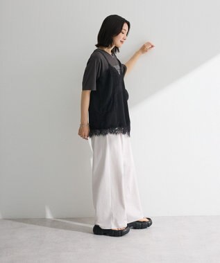 Green Parks レースドッキングサテンビスチェ Black