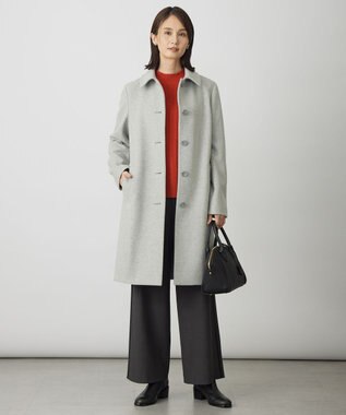 J.PRESS LADIES S ショートビーバー ロング丈 ステンカラー コート トップグレー系