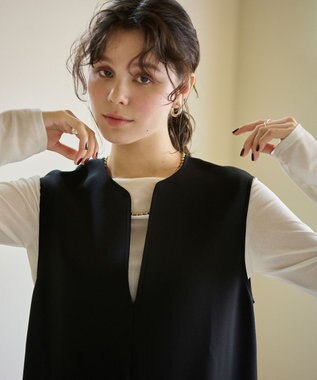 #Newans 【洗濯機可】キーネックジャンパースカート ブラック