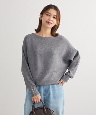 Green Parks もちやわ袖釦ドルマンニットプルオーバー Gray Mixture