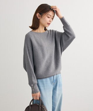 Green Parks もちやわ袖釦ドルマンニットプルオーバー Gray Mixture