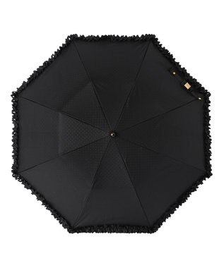 MOONBAT 【晴雨兼用日傘】LANVIN en Bleu (ランバン オン ブルー) 折りたたみ日傘 ドビーフリル 遮光 遮熱 UV ブラック（無地）