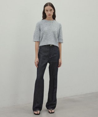 BEIGE， 【洗える・Precious 4月号掲載】TRITOMA / ラメクルーネック半袖ニット Silver