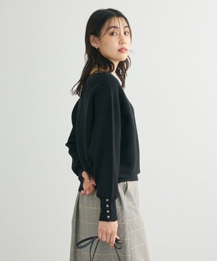 Green Parks もちやわ袖釦ドルマンニットプルオーバー Black