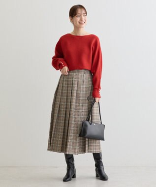 Green Parks もちやわ袖釦ドルマンニットプルオーバー Red