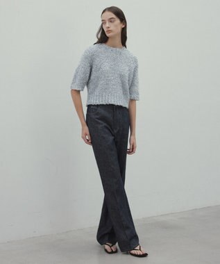 BEIGE， 【洗える・Precious 4月号掲載】TRITOMA / ラメクルーネック半袖ニット Silver
