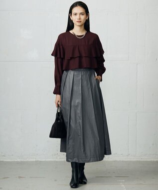 自由区 L 【カタログ掲載】TWハイツイストビエラフリル ブラウス ボルドー