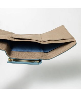 UNBILLION perche カラーコンビ3つ折り外ガマウォレット サックスブルー