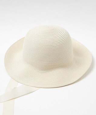 WEGO リボン付き雑材ハット オフホワイト