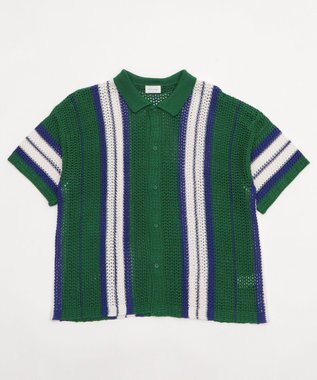 WEGO ラインニットシャツ（SS） グリーン