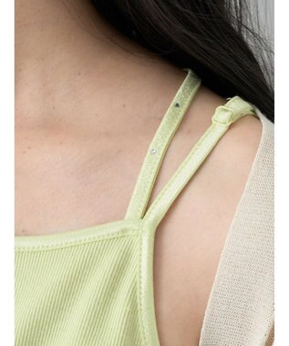 earth music&ecology キラキララインストーンキャミ Lime Green