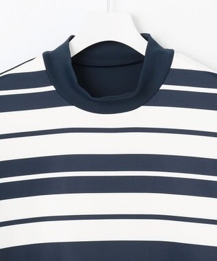23区GOLF 【23Fondation】【吸水速乾/UVケア】ボーダー モックネック ネイビー系1