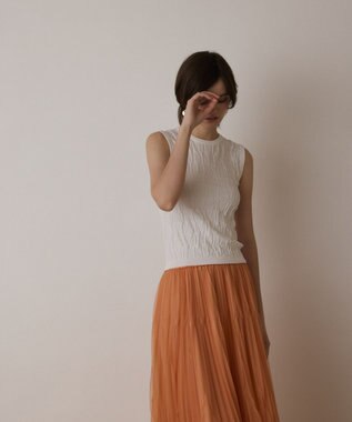 GRACE CONTINENTAL モノグラムニットトップ ホワイト