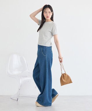 earth music&ecology アイレットミニ裏毛Tシャツ Gray Mixture