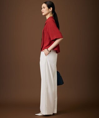 自由区 L 【涼感シアー】スラブボイルタック ブラウス レッド