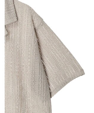 Green Parks レース開襟ブラウス Gray Beige