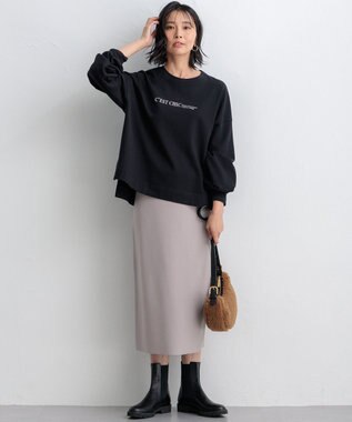 23区 【洗える】ライトコットンテリー ロゴ カットソー ブラック系